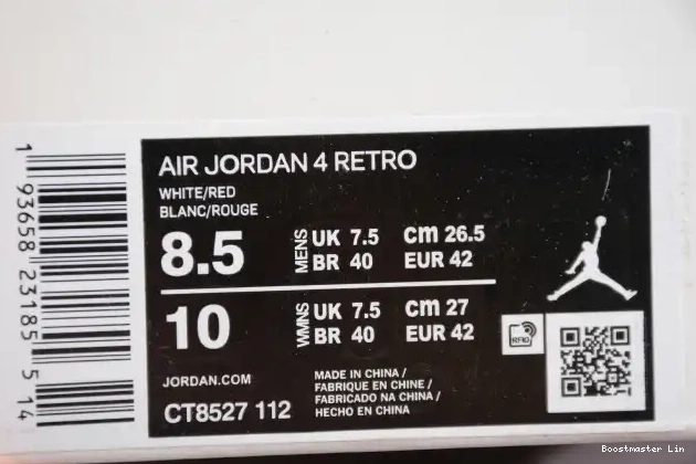 Boostmaster lin CT8527-112 4 Metallic Red Air Jordan 0502